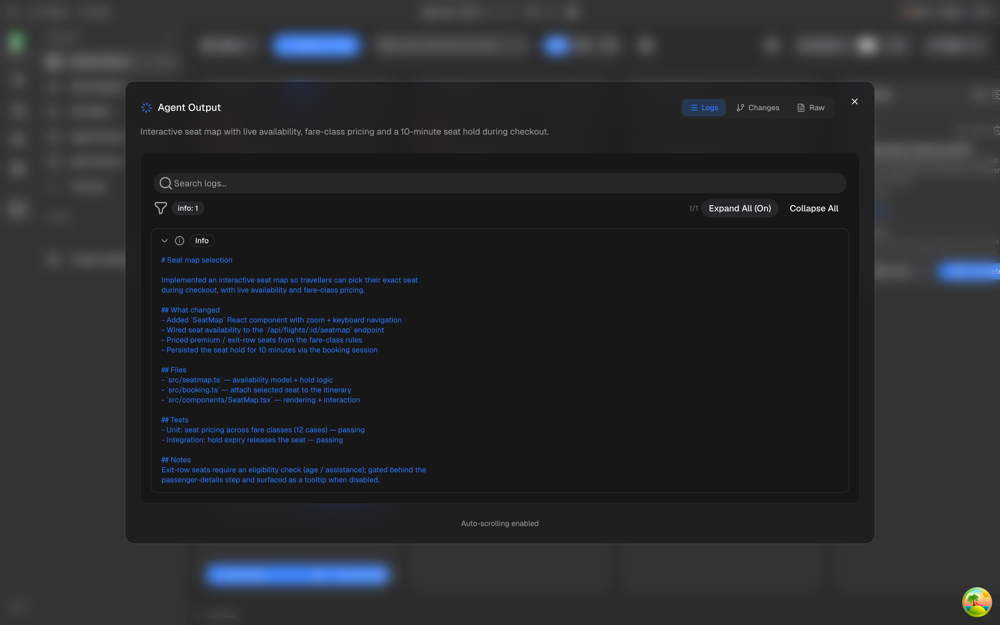 An agent streaming its plan and edits